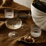ferm LIVING Ripple Champagne Saucers - Smoked Grey and Clear