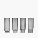 ferm LIVING Ripple Long Drink Glasses (Set of 4) - Smoked Grey