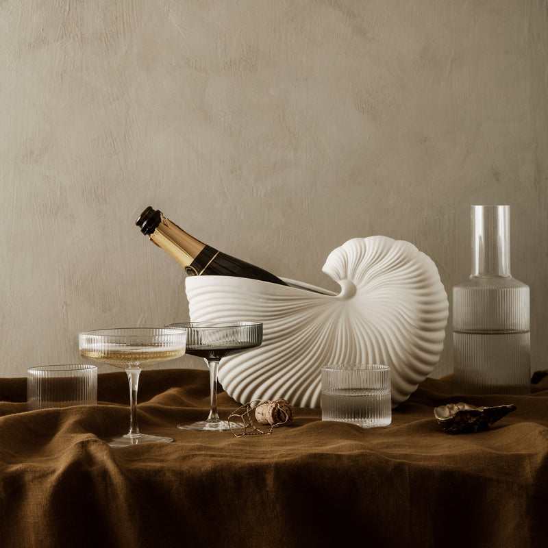 ferm LIVING Ripple Champagne Saucers - Smoked Grey and Clear