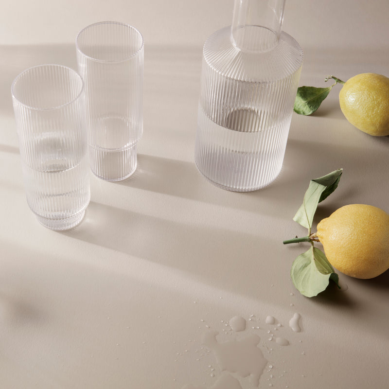 Ferm Living - Ripple Long Drink Glasses Set of 4 Smoked Grey